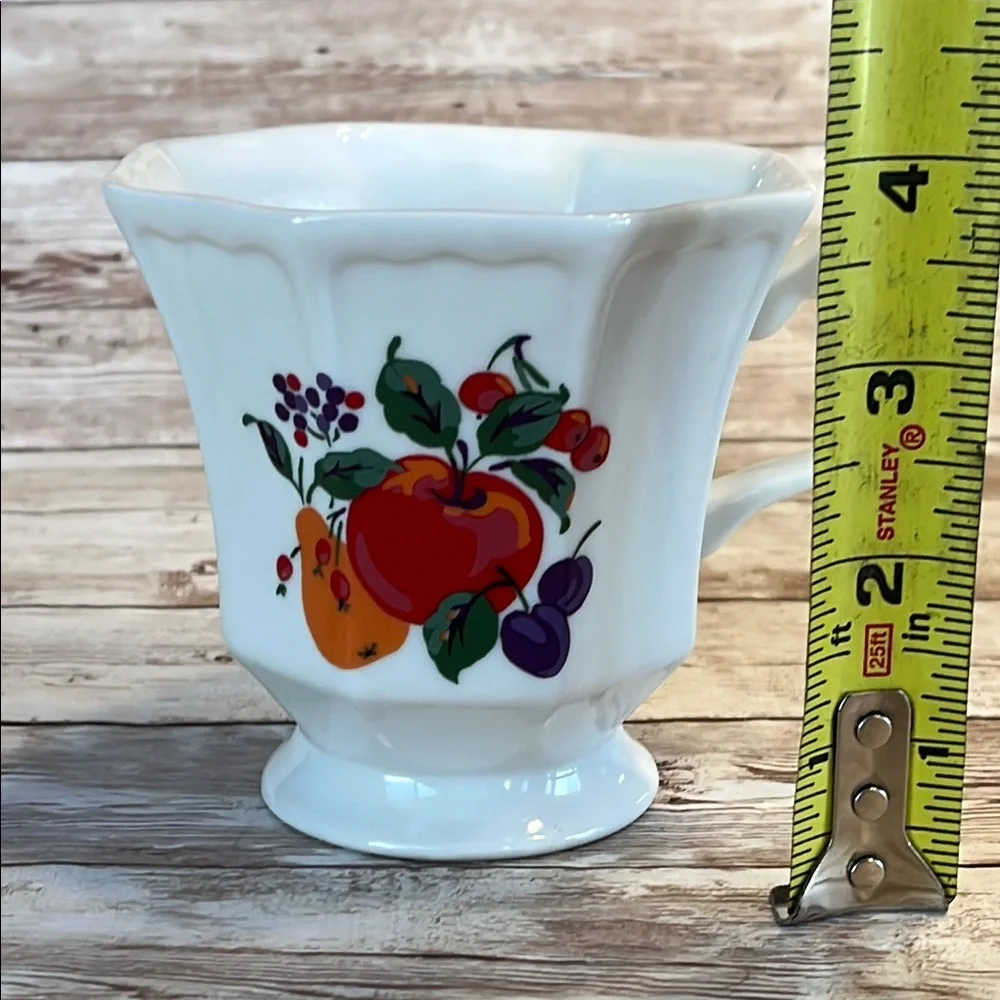 Vintage Hallmark Fruit Motif Porcelain Hexagon Footed Teacup